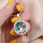Almost Sold Out - Galaxy Blue Mushroom Necklace - Circle Luxury Necklace
