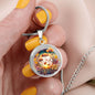 Almost Sold Out - Majestic Yellow Florals Mushroom Garden Necklace - Circle Luxury Necklace