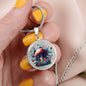 Almost Sold Out - Strawberry Floral Mushroom Garden Necklace - Circle Luxury Necklace
