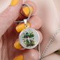 Almost Sold Out - Emerald Green Mushroom Garden Necklace - Circle Luxury Necklace