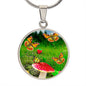 Almost Sold Out - Mushroom Butterfly Garden Necklace - Luxury Circle Necklace
