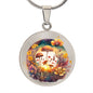 Almost Sold Out - Majestic Yellow Florals Mushroom Garden Necklace - Circle Luxury Necklace