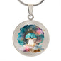 Almost Sold Out - Galaxy Blue Mushroom Necklace - Circle Luxury Necklace