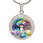 Almost Sold Out - Rainbow Mushroom Clouds Necklace - Circle Luxury Necklace