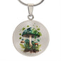 Almost Sold Out - Emerald Green Mushroom Garden Necklace - Circle Luxury Necklace