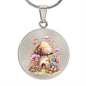 Almost Sold Out - Multi-Colored Floral Mushroom Cottage Necklace - Circle Luxury Necklace