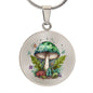 Almost Sold Out - Mushroom Green Leaf Garden Necklace - Circle Luxury Necklace