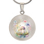Almost Sold Out - Purple & Blue Mushroom Bubble Garden Necklace - Circle Luxury Necklace