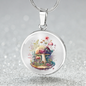 Almost Sold Out - Pink Flower Mushroom Floating Cottage Necklace - Circle Luxury Necklace