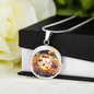 Almost Sold Out - Majestic Yellow Florals Mushroom Garden Necklace - Circle Luxury Necklace