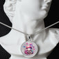 Almost Sold Out - Pink Skull Butterfly Mushroom Garden Necklace - Circle Luxury Necklace
