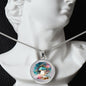 Almost Sold Out - Galaxy Blue Mushroom Necklace - Circle Luxury Necklace