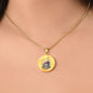 Almost Sold Out - Pink Flower Mushroom Floating Cottage Necklace - Circle Luxury Necklace