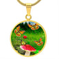 Almost Sold Out - Mushroom Butterfly Garden Necklace - Luxury Circle Necklace
