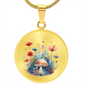 Almost Sold Out - Multi- Colored Florals Mushroom Garden Necklace - Circle Luxury Necklace