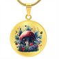 Almost Sold Out - Strawberry Floral Mushroom Garden Necklace - Circle Luxury Necklace