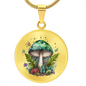 Almost Sold Out - Mushroom Green Leaf Garden Necklace - Circle Luxury Necklace