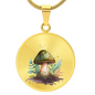Almost Sold Out - Dark Green Mushroom Necklace - Circle Luxury Necklace