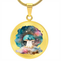 Almost Sold Out - Galaxy Blue Mushroom Necklace - Circle Luxury Necklace