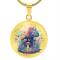 Almost Sold Out - Rainbow Mushroom Cottage Necklace - Circle Luxury Necklace
