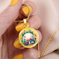 Almost Sold Out - Pink & Purple Florals Mushroom Garden Necklace - Circle Luxury Necklace
