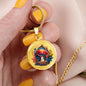 Almost Sold Out - Red & Blue Mushroom Garden Necklace - Circle Luxury Necklace