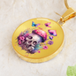 Almost Sold Out - Pink Skull Butterfly Mushroom Garden Necklace - Circle Luxury Necklace