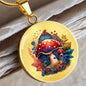 Almost Sold Out - Red & Blue Mushroom Garden Necklace - Circle Luxury Necklace