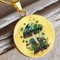 Almost Sold Out - Emerald Green Mushroom Garden Necklace - Circle Luxury Necklace