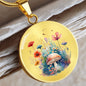 Almost Sold Out - Multi- Colored Florals Mushroom Garden Necklace - Circle Luxury Necklace