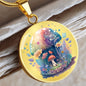 Almost Sold Out - Rainbow Mushroom Cottage Necklace - Circle Luxury Necklace