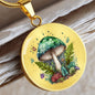 Almost Sold Out - Mushroom Green Leaf Garden Necklace - Circle Luxury Necklace