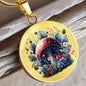 Almost Sold Out - Strawberry Floral Mushroom Garden Necklace - Circle Luxury Necklace