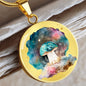 Almost Sold Out - Galaxy Blue Mushroom Necklace - Circle Luxury Necklace