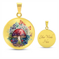 Almost Sold Out - Blue Florals Mushroom Garden Necklace - Circle Luxury Necklace