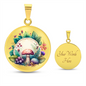 Almost Sold Out - Pink & Purple Florals Mushroom Garden Necklace - Circle Luxury Necklace