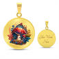 Almost Sold Out - Red & Blue Mushroom Garden Necklace - Circle Luxury Necklace