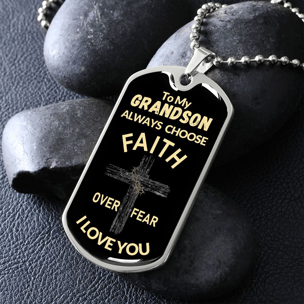 Almost Sold Out - TO MY GRANDSON - DOG TAG NECKLACE