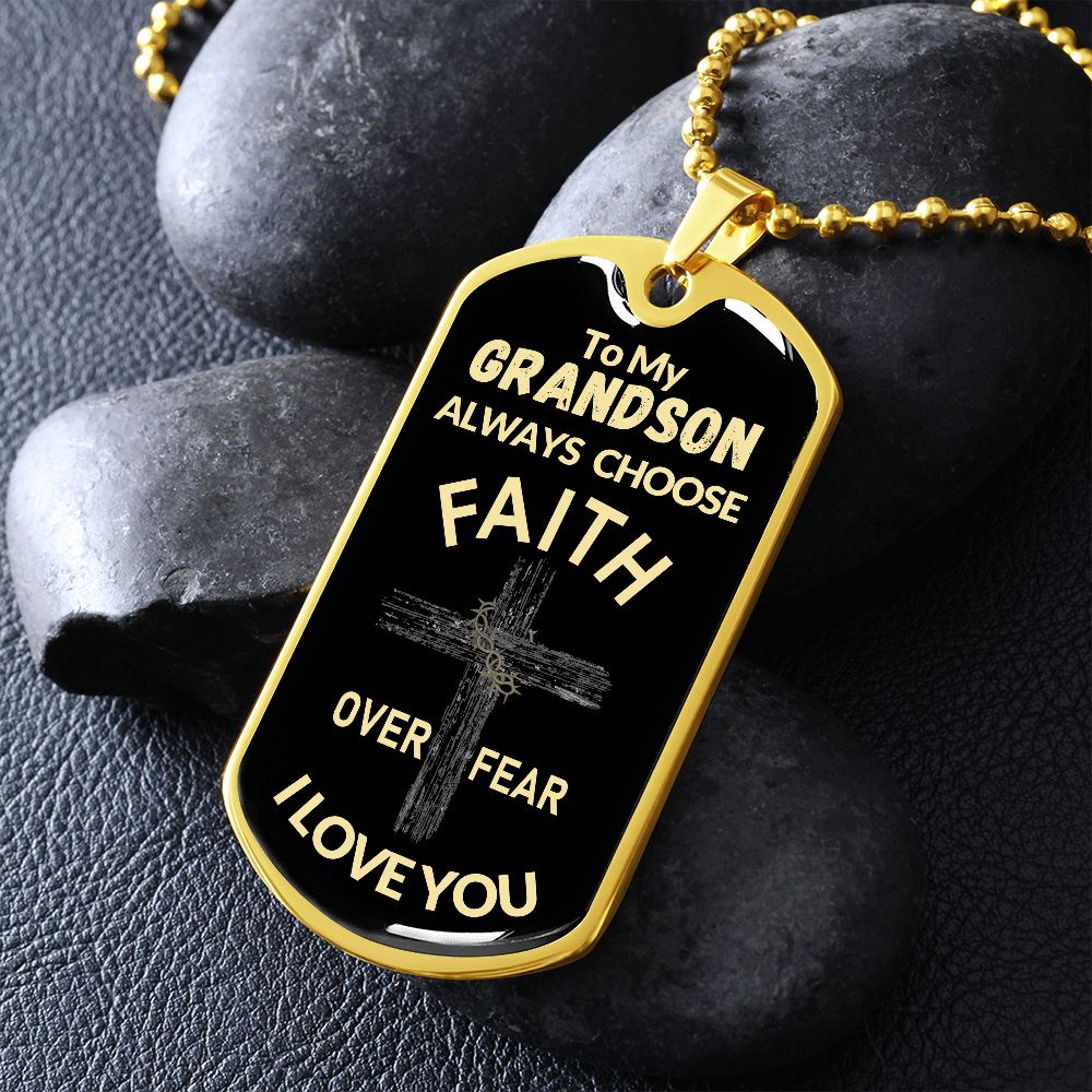 Almost Sold Out - TO MY GRANDSON - DOG TAG NECKLACE