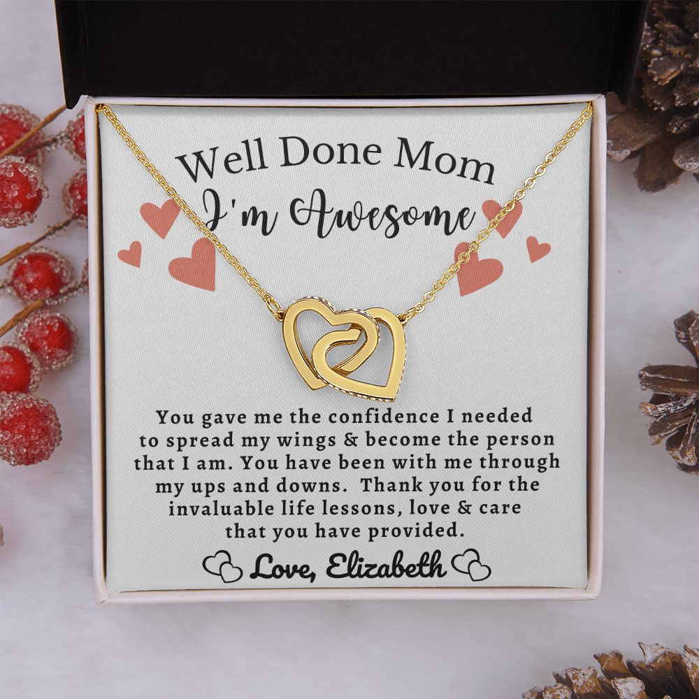 Almost Sold Out - Well Done Mom I'm Awesome - Interlocking Hearts Necklace