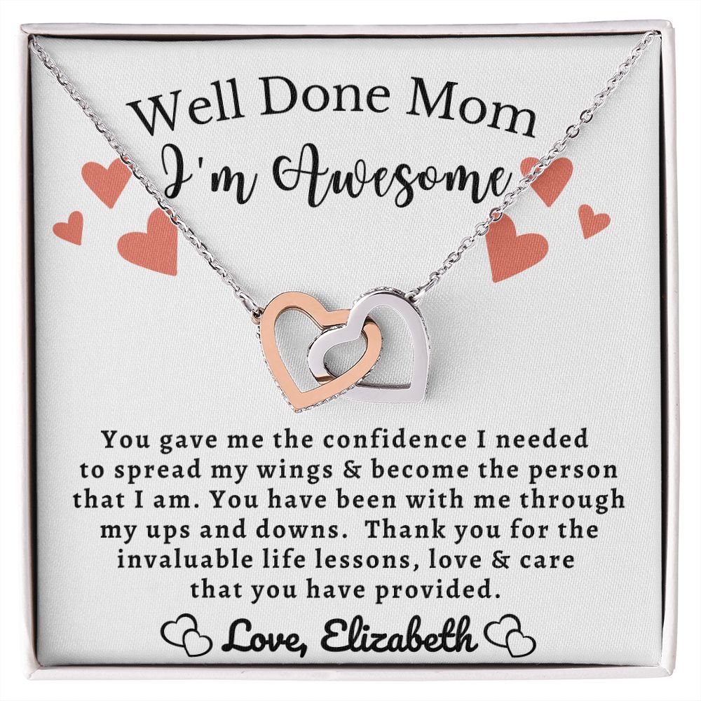 Almost Sold Out - Well Done Mom I'm Awesome - Interlocking Hearts Necklace