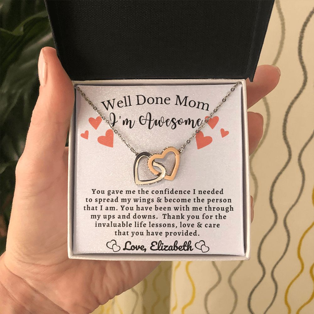 Almost Sold Out - Well Done Mom I'm Awesome - Interlocking Hearts Necklace