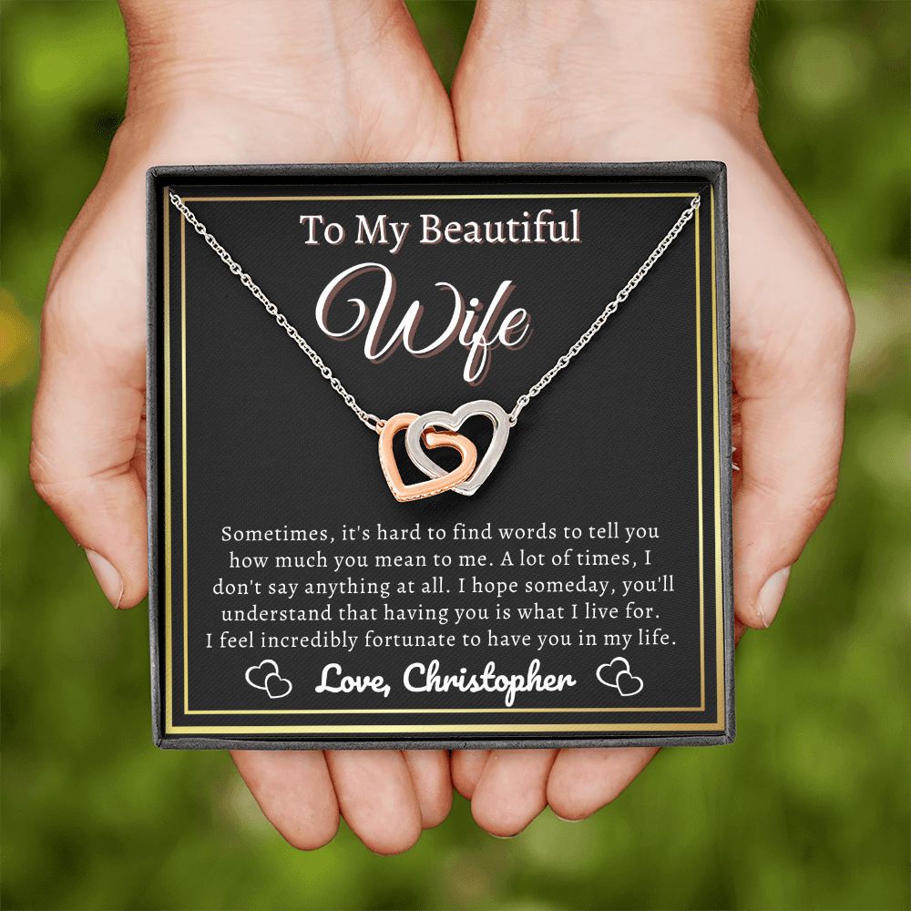 Almost sold out- To my Wife - Beautiful Interlocking Hearts Necklace