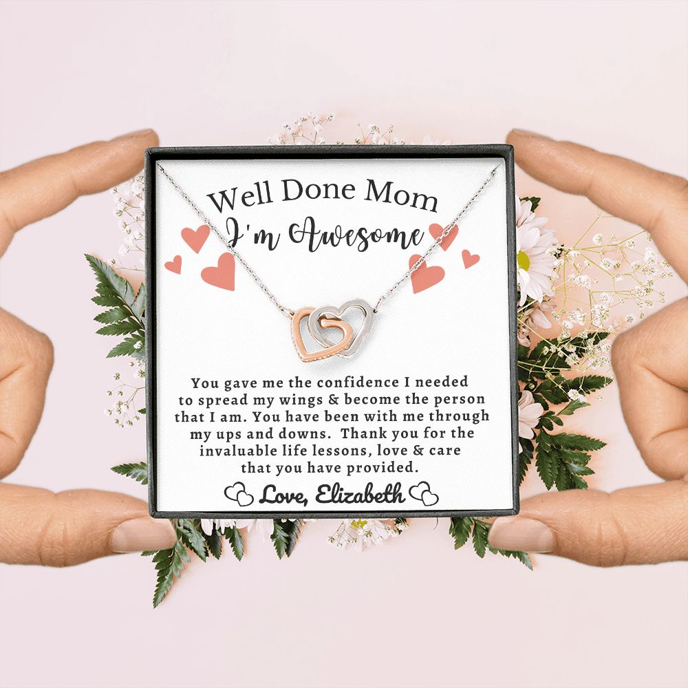 Almost Sold Out - Well Done Mom I'm Awesome - Interlocking Hearts Necklace