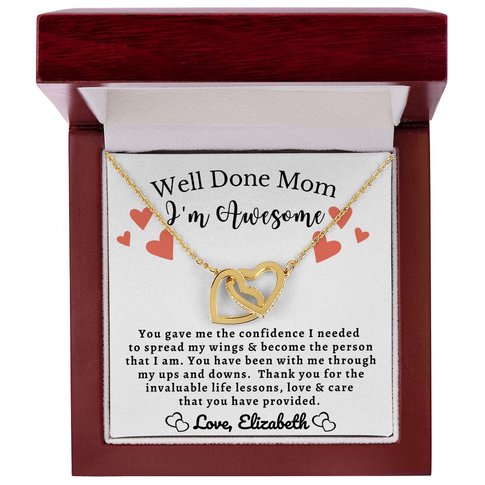 Almost Sold Out - Well Done Mom I'm Awesome - Interlocking Hearts Necklace