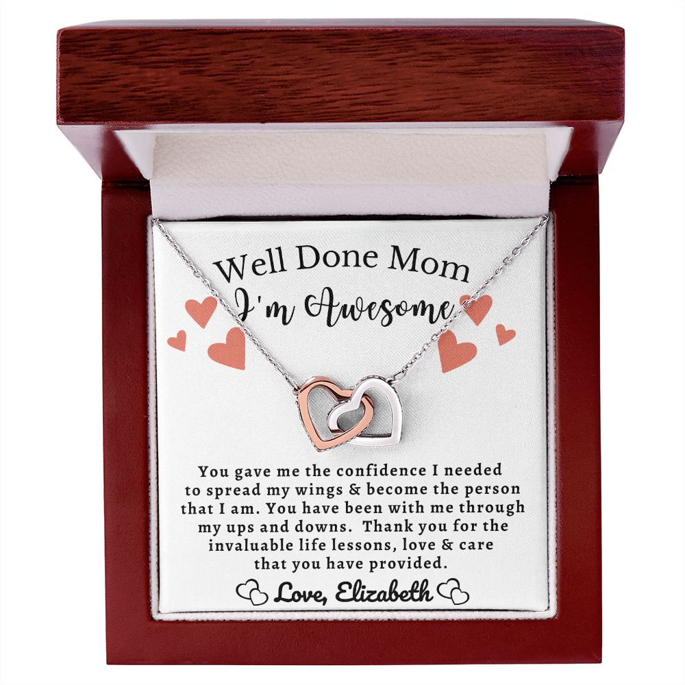 Almost Sold Out - Well Done Mom I'm Awesome - Interlocking Hearts Necklace