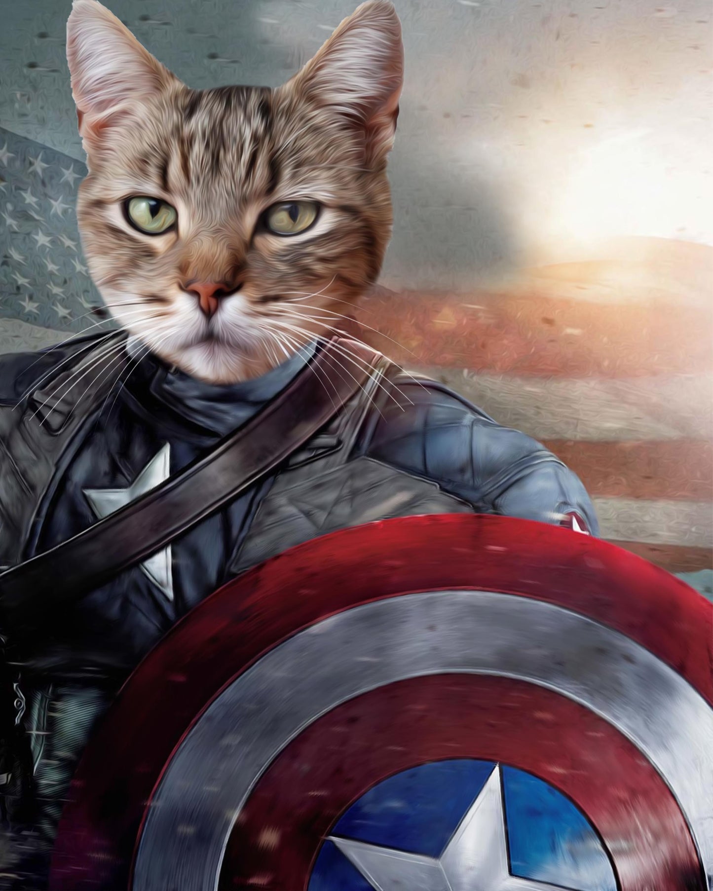 SEE YOUR BELOVED CAT DEFEND AMERICA ON CANVAS