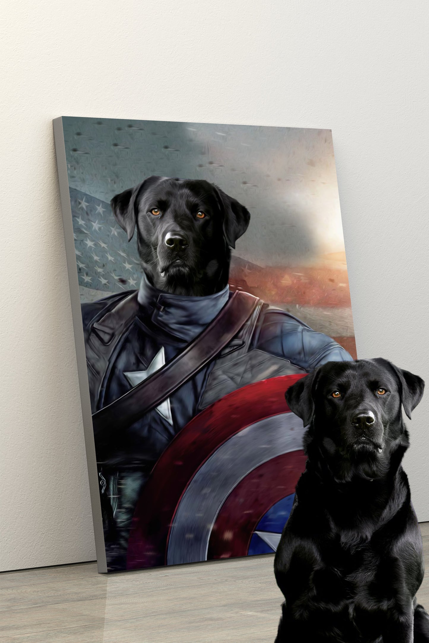 SEE YOUR BELOVED DOG DEFEND AMERICA ON CANVAS