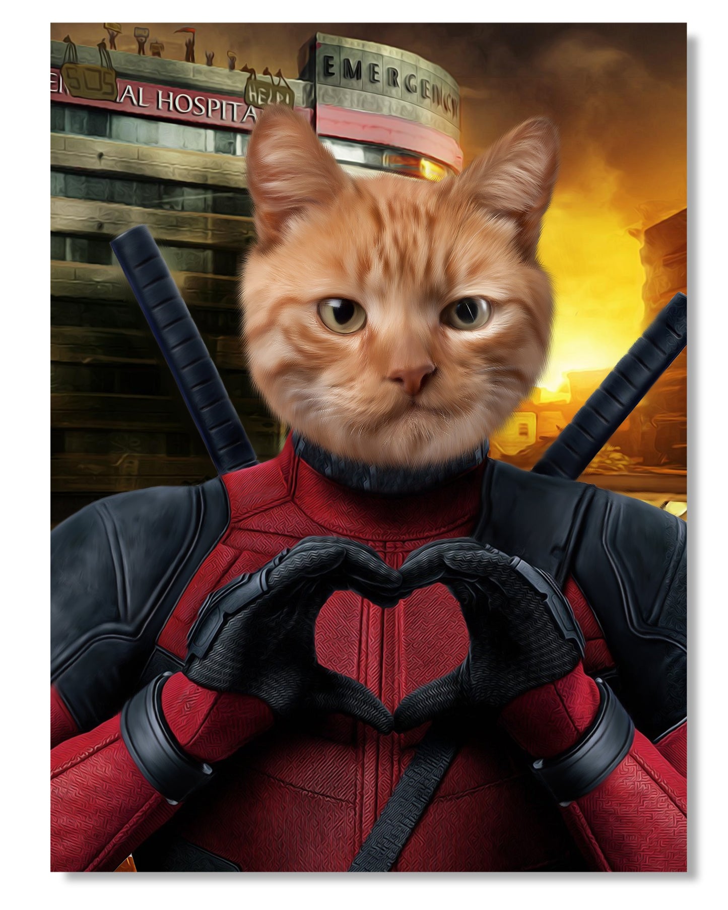 SEE YOUR BELOVED CAT LOOK LIKE DEAD POOL ON CANVAS