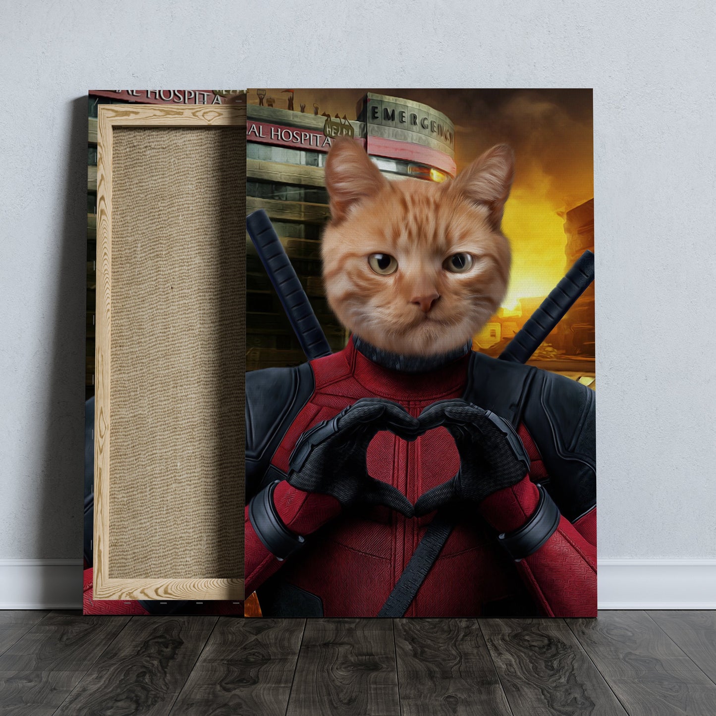 SEE YOUR BELOVED CAT LOOK LIKE DEAD POOL ON CANVAS